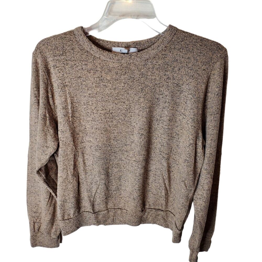 Gaze Brown Marled Long Sleeve Top, Medium